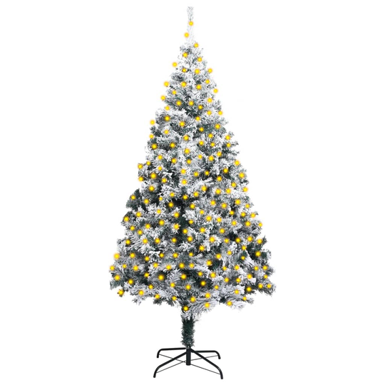vidaXL Tekojoulukuusi LED-valoilla ja lumihuurteella vihreä 400 cm PVC
