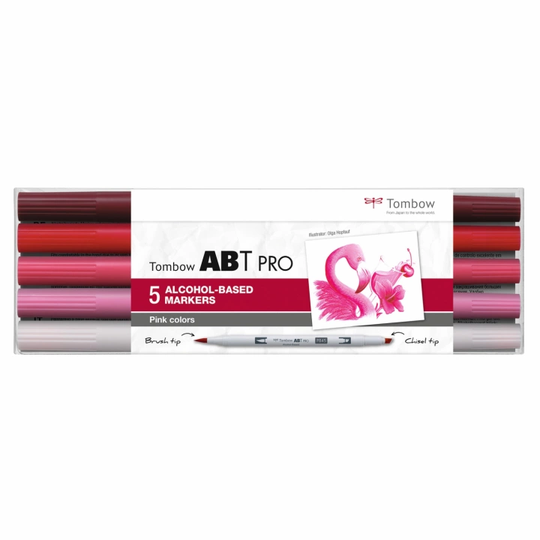 Tombow ABT PRO Dual Brush Pen 5-setti Pink Colors
