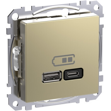 SCHNEIDER ELECTRIC EXXACT USB-A+C LATAUSPISTORASIA POWER DELIVERY LATAUSTEKNIIKALLA METALLI