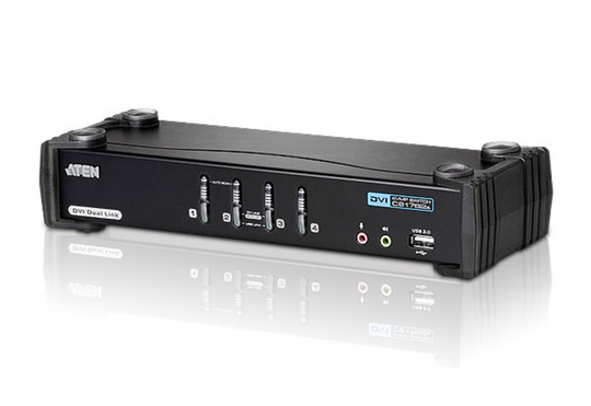 CubiQ KVM Switch, 1 Console Controls 4 Computers, DVI Dual Link / USB, 7.1 Audio, 2-port USB Hub, Bl