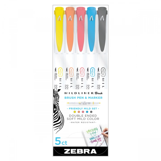 Zebra Mildliner Brush 5-pack Friendly Mild