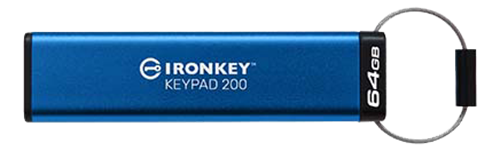Kingston 64GB IronKey Keypad 200, FIPS 140-3 Lvl 3 AES-256 EncryptedXTS-AES Hardware Encryption
