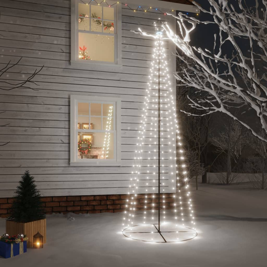 vidaXL Kartio joulukuusi 310 kylmän valkoista LED-valoa 100x300 cm