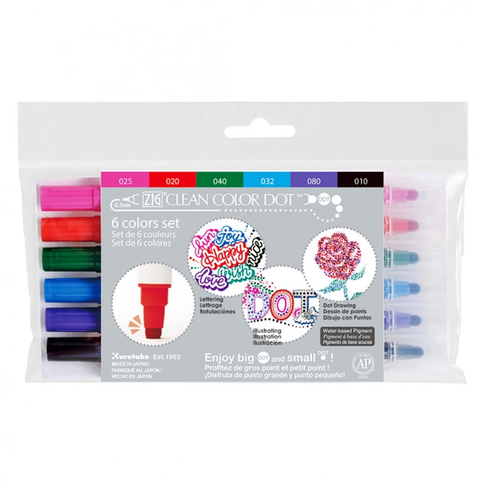 ZIG Kuretake Clean Color DOT Pen 6-setti