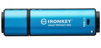KINGSTON 128GB USB-C IRONKEY VAULT PRIVACY 50C AES-256 ENCRYPTED, FIPS 197