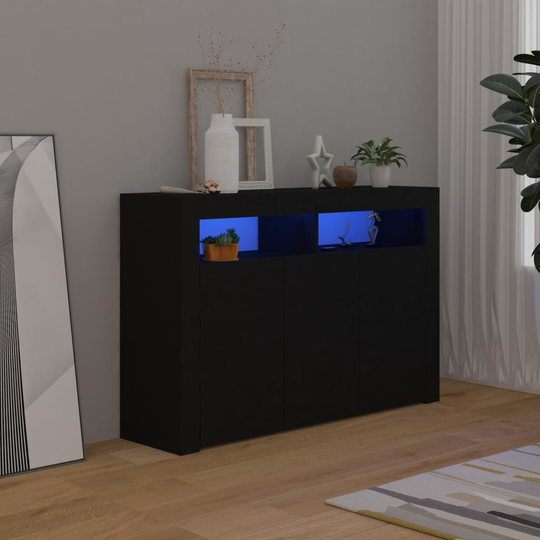 vidaXL Senkki LED-valoilla musta 115,5x30x75 cm
