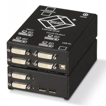 BLACK BOX FIBRE EXTENDER – DVI-D, USB - (1) SINGLELINK DVI-D, 4X USB HID