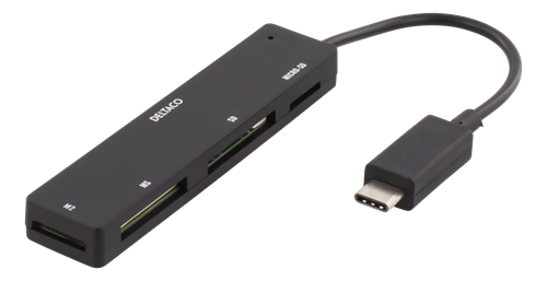 USB 2.0 -muistikortinlukija, 4 Korttipaikkaa, USB-C, Tuetut Korttityypit SD, Micro-SD, M2 Ja MemoryS