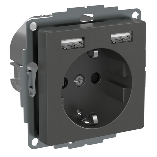 SCHNEIDER ELECTRIC EXXACT 1-PISTORASIA + 2X USB LATAUS 2 4 A ANTRASIITTI