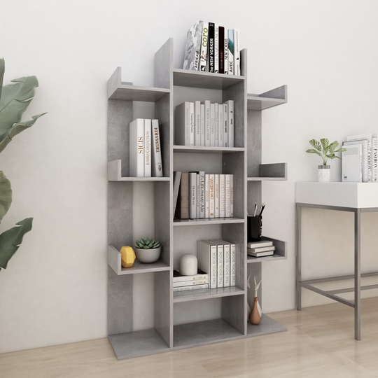 vidaXL Kirjahylly betoninharmaa 86x25,5x140 cm lastulevy