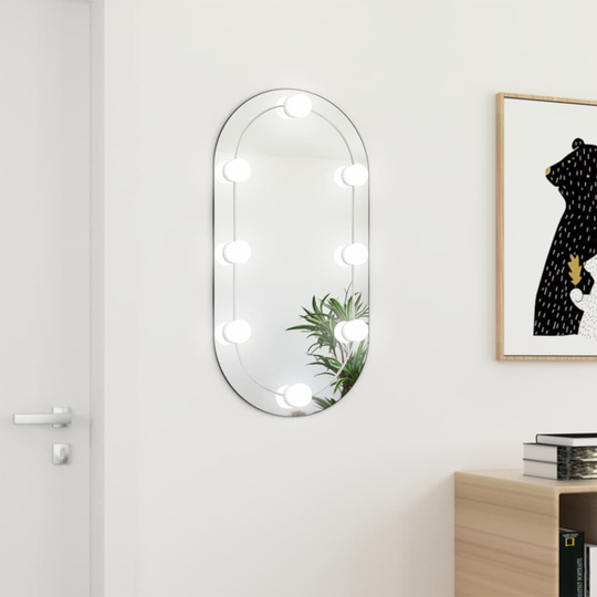 vidaXL Peili LED-valoilla 80x40 cm lasi soikea