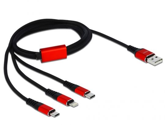 USB Charging Cable 3 In 1 For Lightning™ / Micro USB / USB Type-C™ 1 M