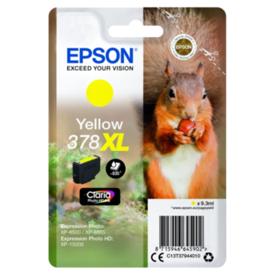 Epson 378XL Mustepatruuna keltainen, 830 sivua
