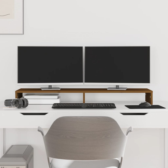 vidaXL Näyttökoroke hunajanruskea 100x27x10 cm täysi mänty