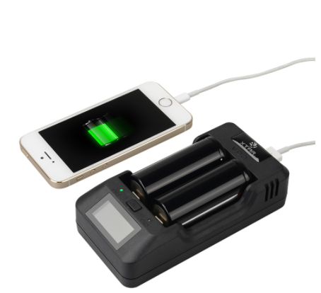 XTAR VP2 Li-ion Akkuparistolaturi 120° HD VA näytöllä & USB liitännällä