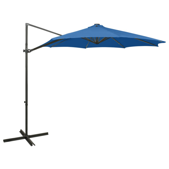 vidaXL Riippuva aurinkovarjo tangolla ja LED-valoilla taivaans. 300 cm