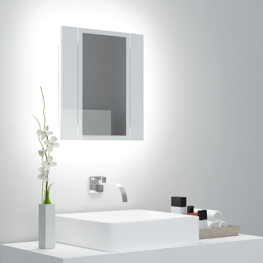 vidaXL Kylpyhuoneen LED peilikaappi korkeak. valk. 40x12x45 cm akryyli