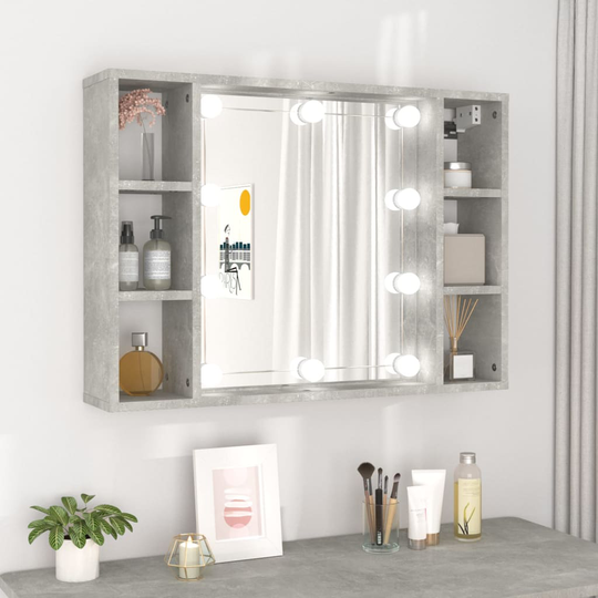 vidaXL Peilikaappi LED-valoilla betoninharmaa 76x15x55 cm