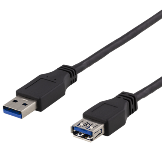 DELTACO USB 3.1 Gen 1 -jatkokaapeli 1 m USB-A uros - USB-A naaras musta