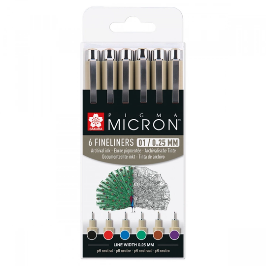 Sakura Pigma Micron 6-set 01 Basic Colours