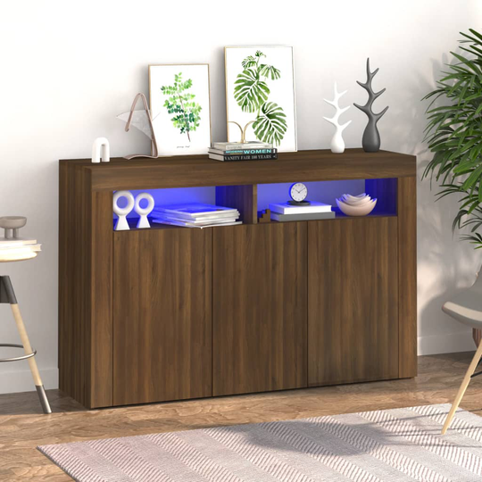 vidaXL Senkki LED-valoilla ruskea tammi 115,5x30x75 cm