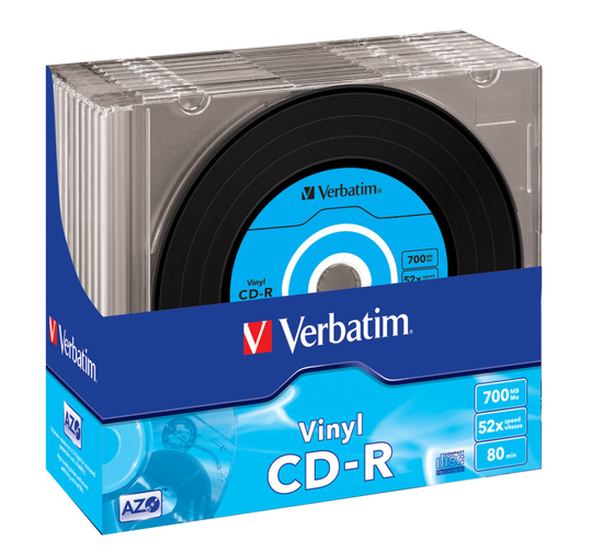 CD-R, 52x, 700 MB/80 Min, 10-pack Slimcase, Vinyl