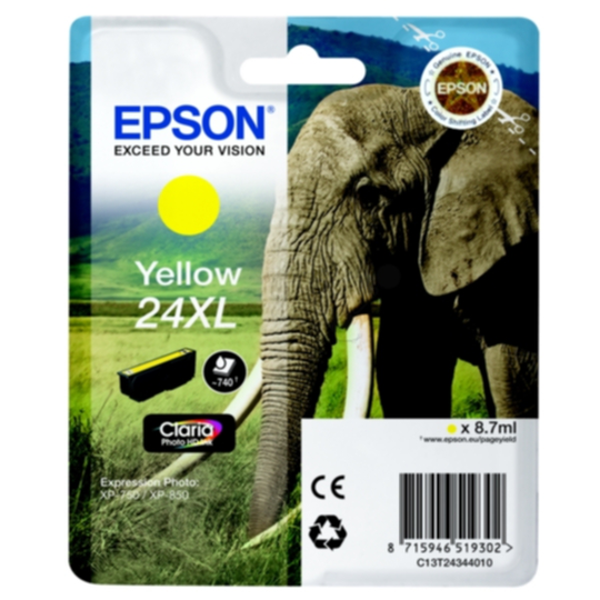 Epson 24XL Mustepatruuna keltainen, 740 sivua