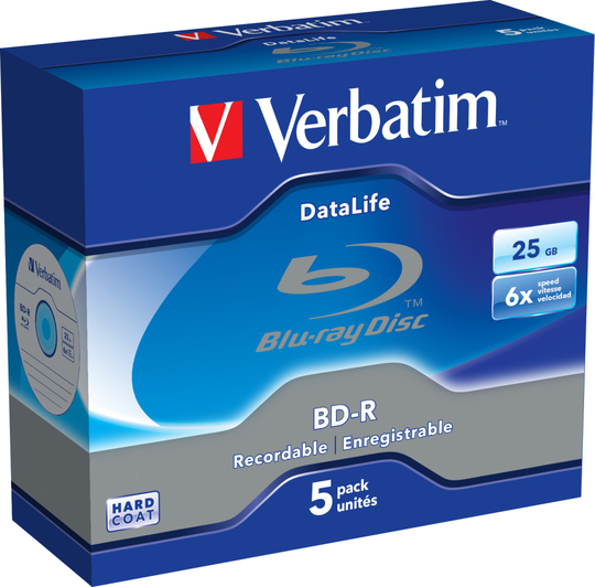 BD-R SL Datalife, 25GB, 6x Speed, 5-pack, BD-R Version 1.3, 5 Pack Jewel Case