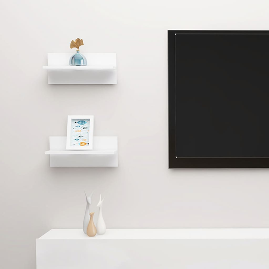 vidaXL Seinähyllyt 2 kpl korkeakiilto valkoinen 40x11,5x18 cm