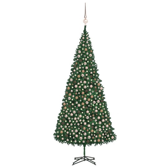 vidaXL Tekojoulukuusi LED-valoilla ja palloilla 500 cm vihreä
