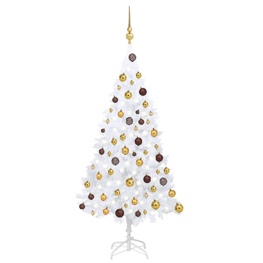vidaXL Tekojoulukuusi LED-valoilla ja palloilla valkoinen 120 cm PVC