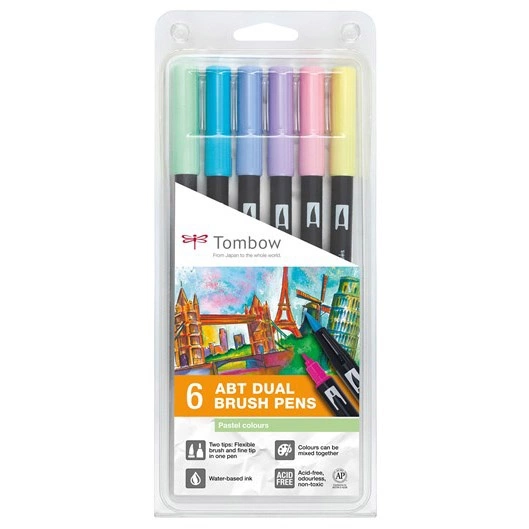 Tombow ABT Dual Brush Pen 6-setti Pastelli