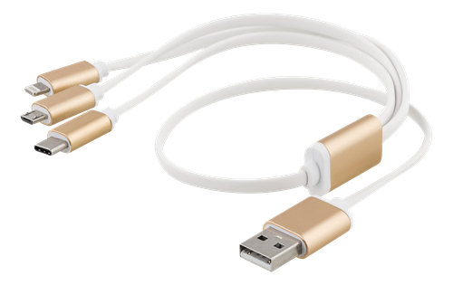 Yleiskäyttöinen Latauskaapeli, USB-C, Lightning, Micro USB, USB-A, 50 Cm, Valkoinen