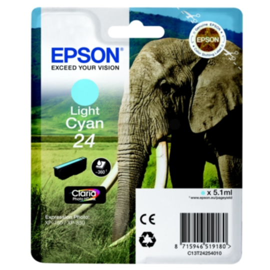 Epson 24 Mustepatruuna vaalea cyan, 360 sivua