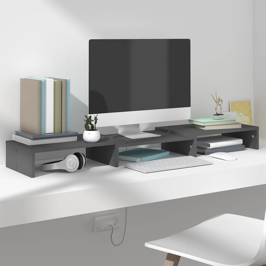 vidaXL Näyttöteline harmaa 80x24x10,5 cm täysi mänty