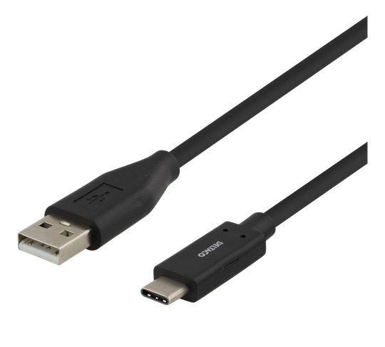 USB-C - USB-A-kaapeli, 2 M, 3 A, USB 2.0, Musta
