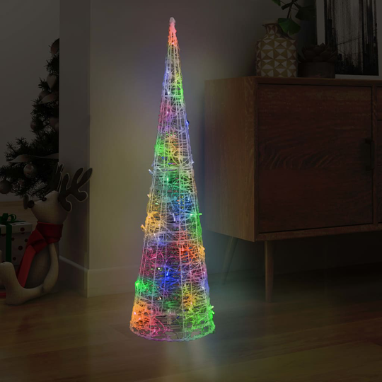 vidaXL LED-koristevalopyramidi värikäs akryyli 120 cm