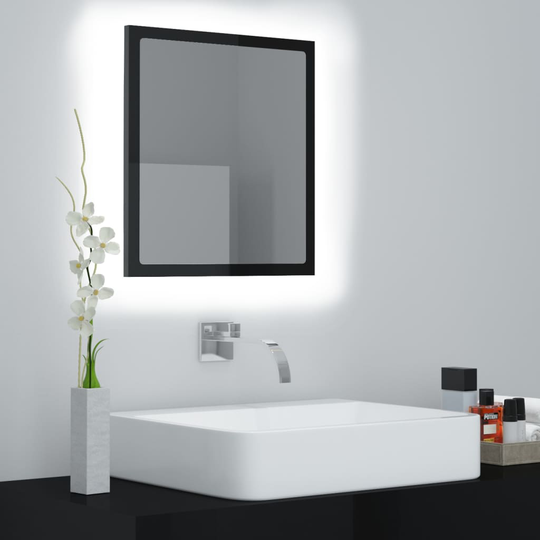 vidaXL LED-kylpyhuonepeili korkeakiilto musta 40x8,5x37 cm akryyli