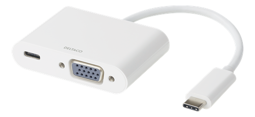 USB-C-telakointiasema, VGA/USB-C, 60 W USB-C PD, Valkoinen
