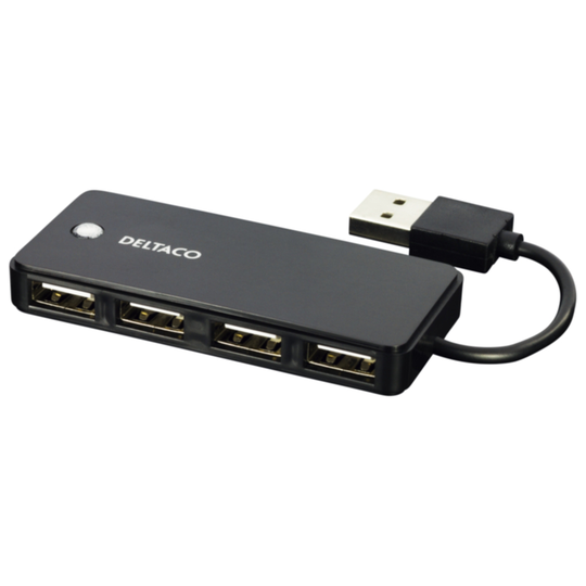 DELTACO USB 2.0 liitin, 4xTyyppi A, naaras, musta
