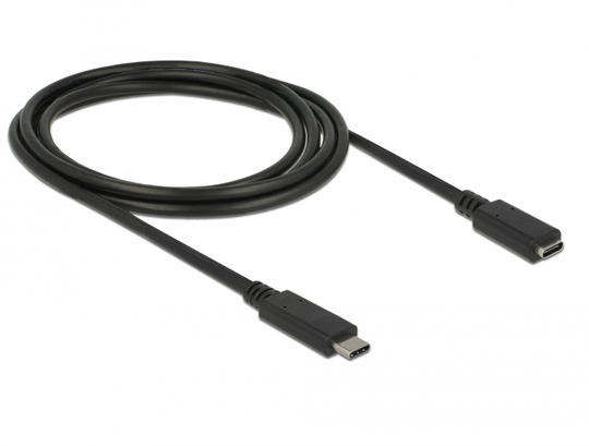 Delock - USB-jatkokaapeli - USB-C Uros - USB-C Naaras - USB 3.1 Gen 1 - 3 A - 2 M - Musta