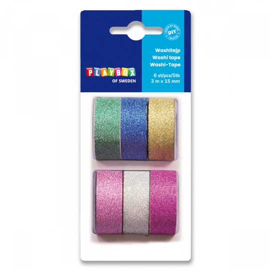 Playbox Kimaltava Washiteippi 6 kplpakkaus