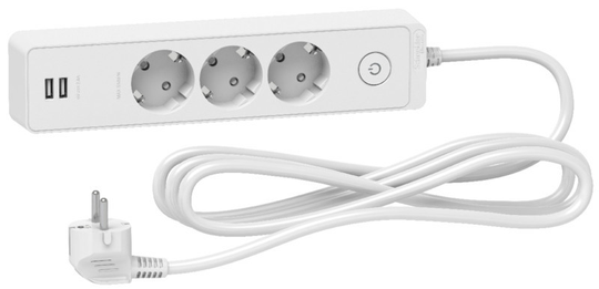 SCHNEIDER ELECTRIC UNICA SYSTEM+ JATKOJOHTO - 3M 3X SUKO + 2X USB - VALKOINEN