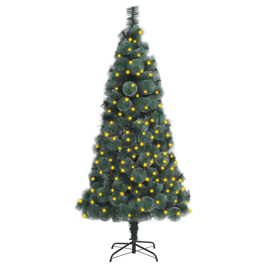 vidaXL Tekojoulukuusi LED-valoilla ja jalustalla vihreä 150 cm PET