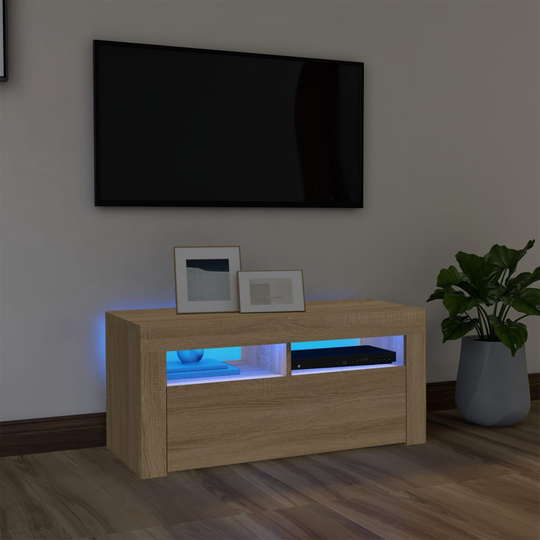 vidaXL TV-taso LED-valoilla Sonoma-tammi 90x35x40 cm