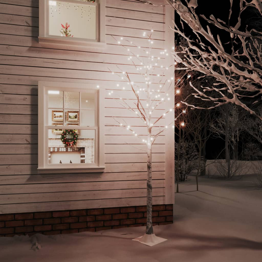 vidaXL Valkoinen LED-koivu lämmin valkoinen 240 LED-valoa 300 cm