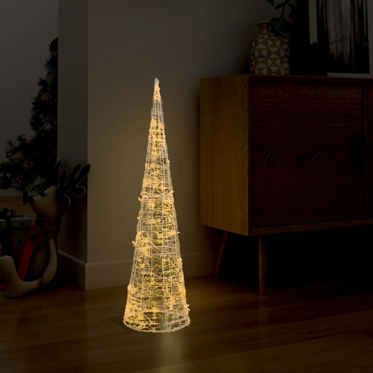 vidaXL LED-koristevalopyramidi lämmin valkoinen akryyli 90 cm