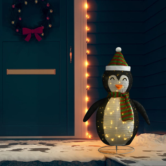 vidaXL Pingviini joulukoriste LED-valoilla ylellinen kangas 120 cm