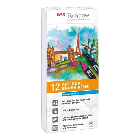 Tombow ABT Dual Brush Pen 12-setti Primary