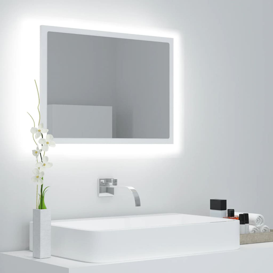 vidaXL LED-kylpyhuonepeili valkoinen 60x8,5x37 cm akryyli